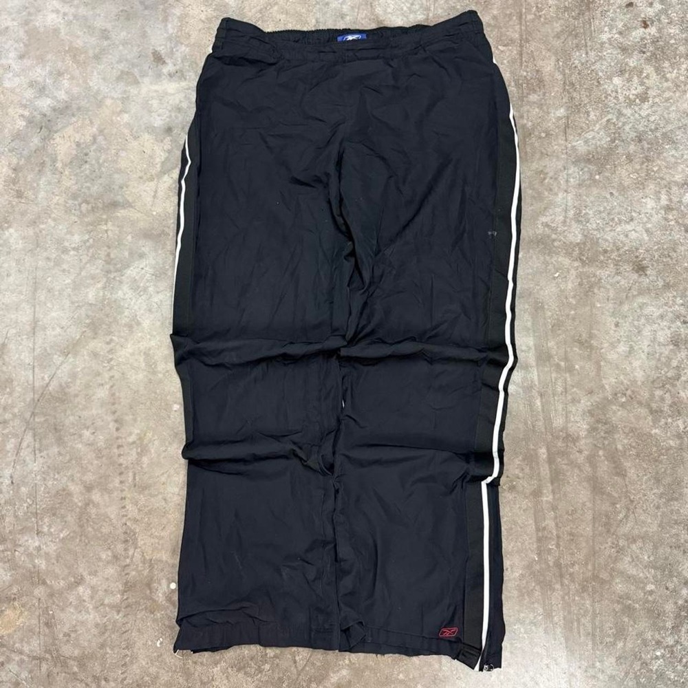 Vintage Reebok Black Baggy Track Pants Y2K Nylon Windpants Mens Size M